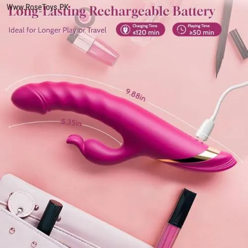 Thrusting Rabbit Vibrator with Clitoral Stimulator