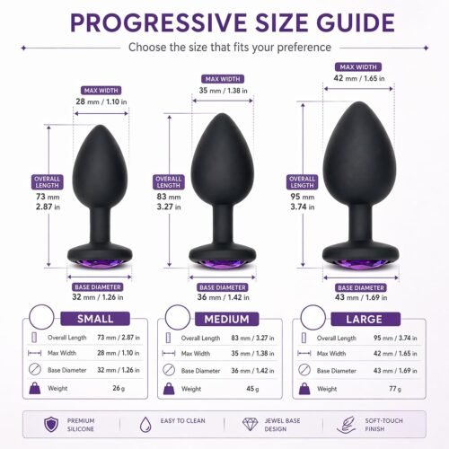 3PCS Silicone Jeweled Anal Butt