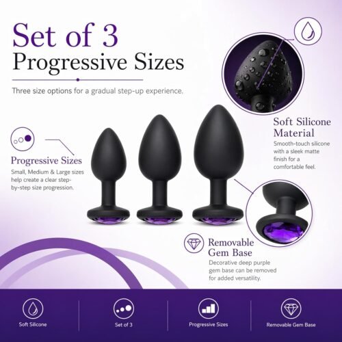 3PCS Silicone Jeweled Anal Butt