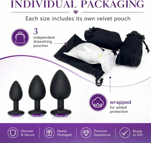 3PCS Silicone Jeweled Anal Butt