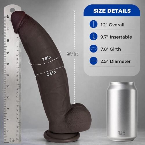 12 Inch Huge Thick Big Black Dildo