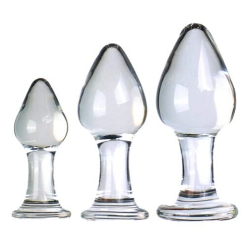 3Pcs Crystal Glass Anal Butt Plug Set