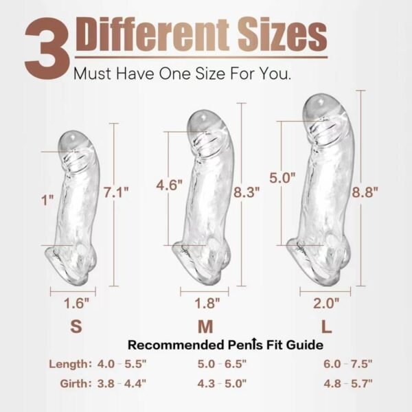 3 Sizes Reusable Curved Penis Sleeve