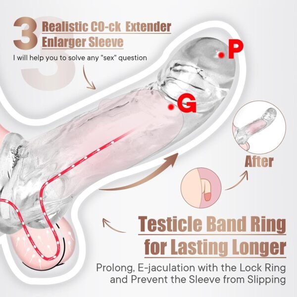 3 Sizes Reusable Curved Penis Sleeve